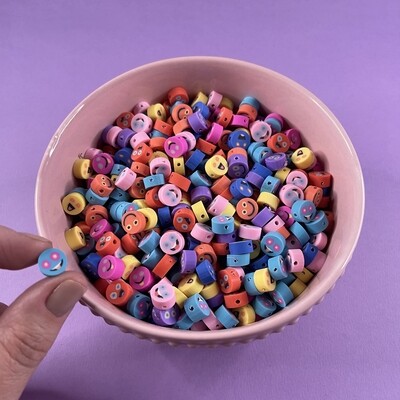 Fimo Cuentas Redondas Chatas Caritas Primavera 10 mm
