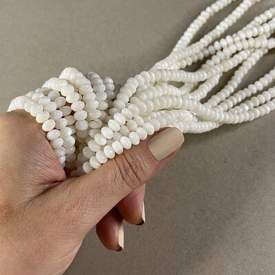 Piedra Natural Nácar Dona 6 x 4 mm Blanco