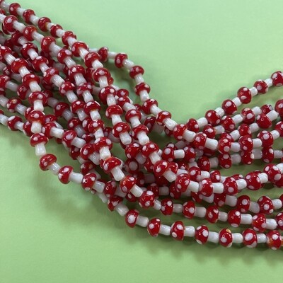Vidrio Honguito 14 x 10 mm Blanco y Rojo