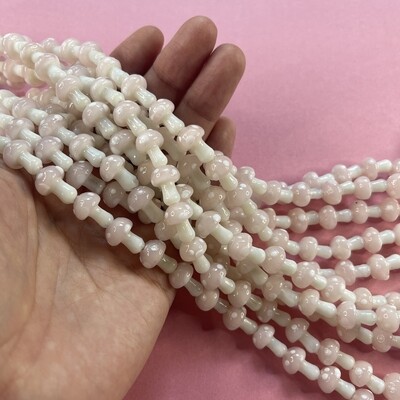 Vidrio Honguito 14 x 10 mm Blanco y Rosa