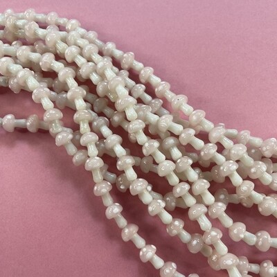 Vidrio Honguito 14 x 10 mm Blanco y Rosa