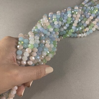 Cristal Dona Facetada Opaco 8 x 6 mm Mix Pastel