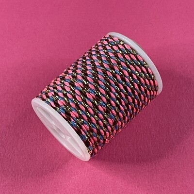 Cordón de Algodón Cuerda C/Lurex Dorado Mix Colores 1.5 mm
