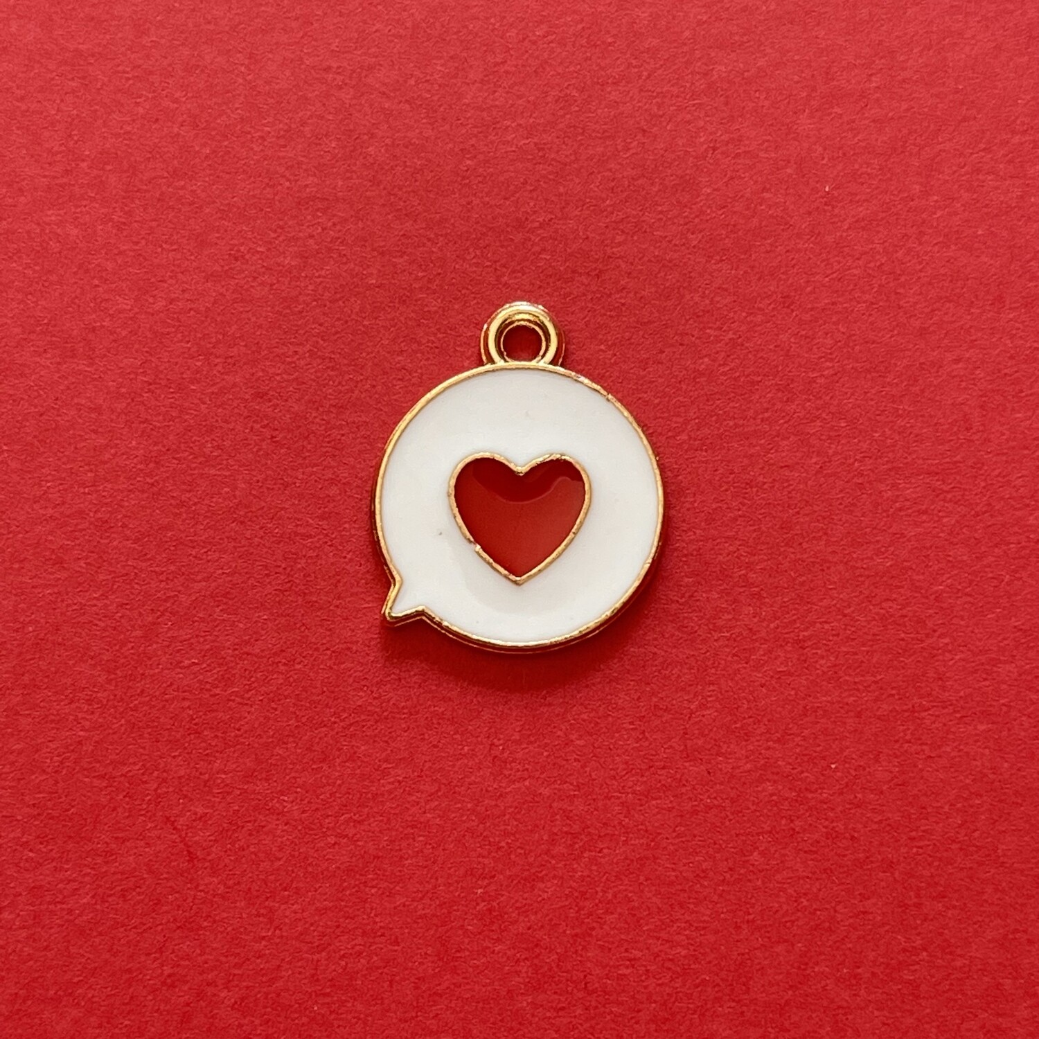 Dije de Metal Dije de Metal Dorado Esmaltado Burbuja Mensaje con Corazón 17 x 14 x 1.5 mm