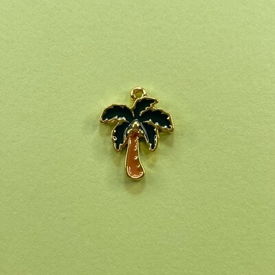 Dije de Metal Dorado Esmaltado Palmerita 19 x 15 x 2.5 mm