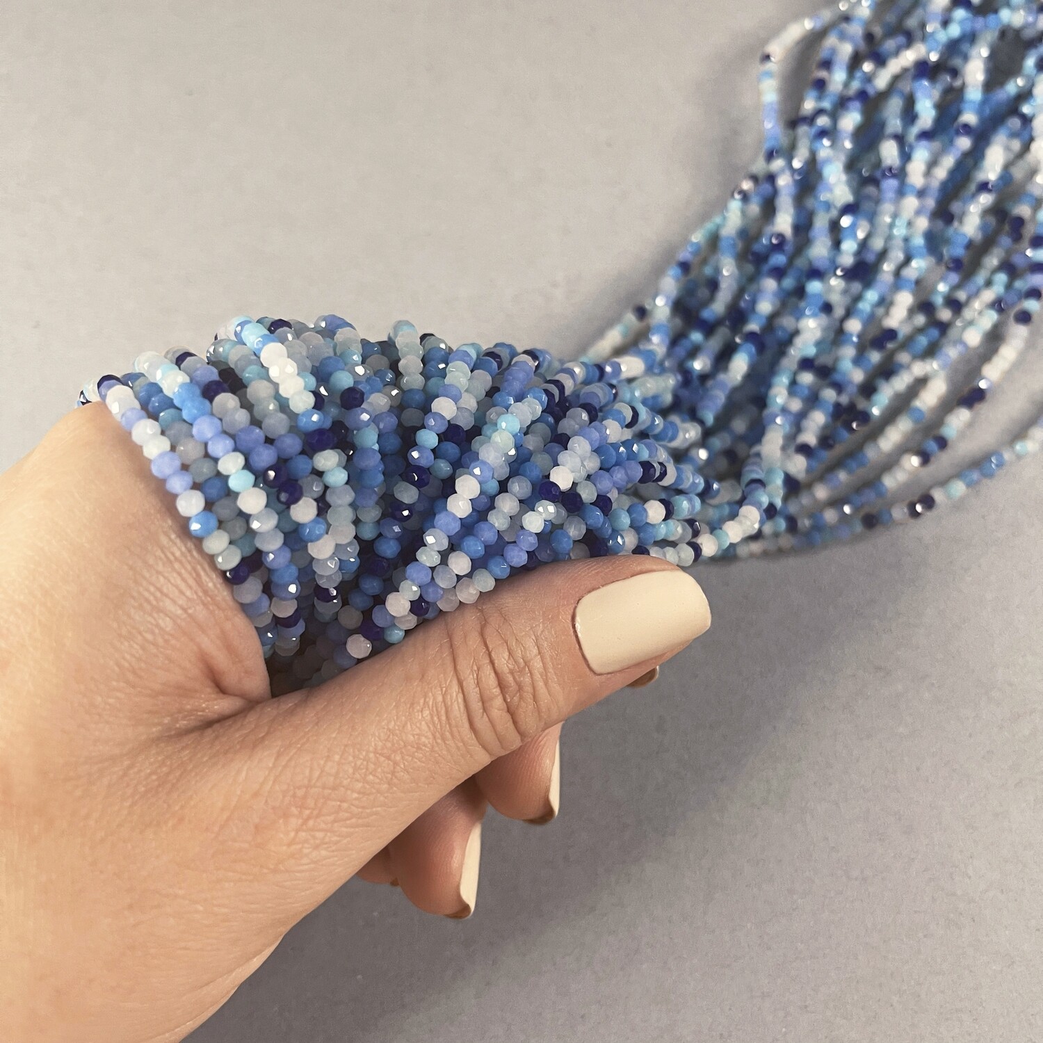 Cristal Dona Facetada Opaca 3 x 2.5 mm Mix Azules