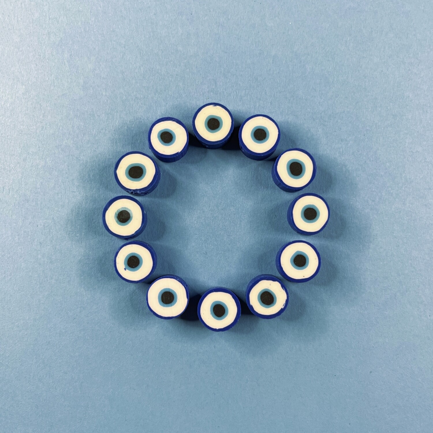 Fimo Cuentas Ojitos Blancos y Azules 10 mm