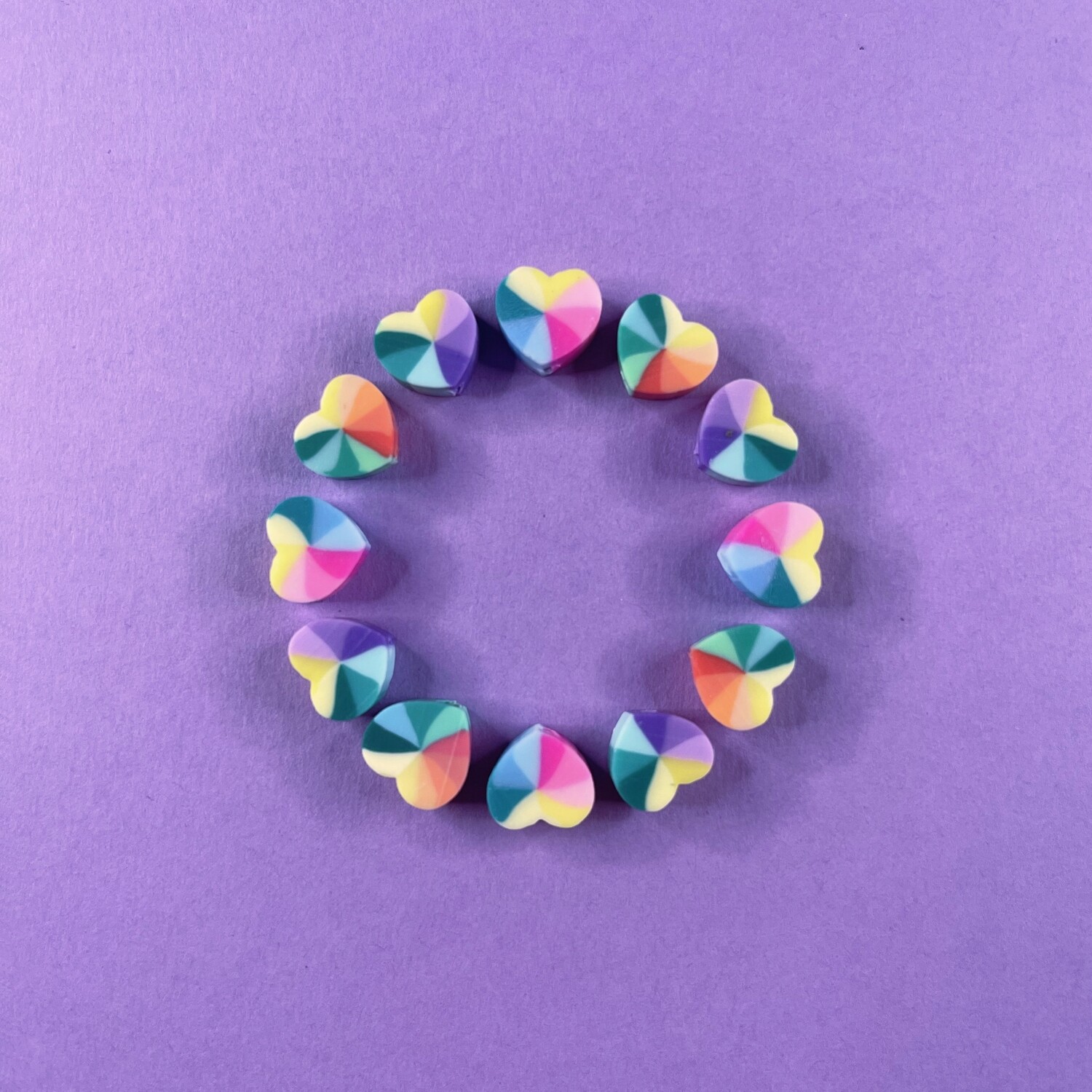 Fimo Cuentas Corazones Multicolores 10 mm