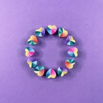 Fimo Cuentas Corazones Multicolores 10 mm