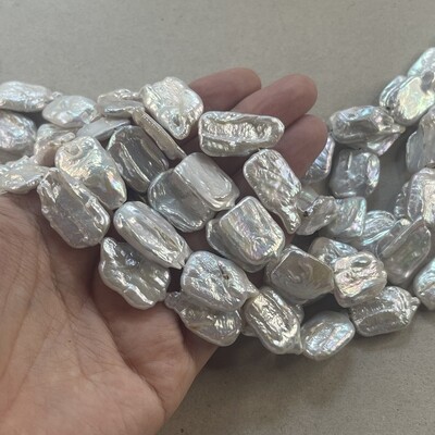 Piedra Natural Perla de Río Barroca Rectangular Chata  25 x 15 x 5 mm