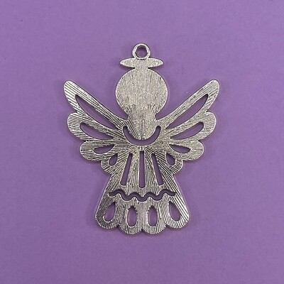 Dije de Metal Plateado Silueta Ángel Lisa 57 x 46 x 2 mm
