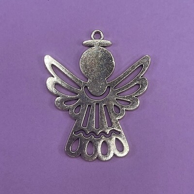 Dije de Metal Plateado Silueta Ángel Lisa 57 x 46 x 2 mm
