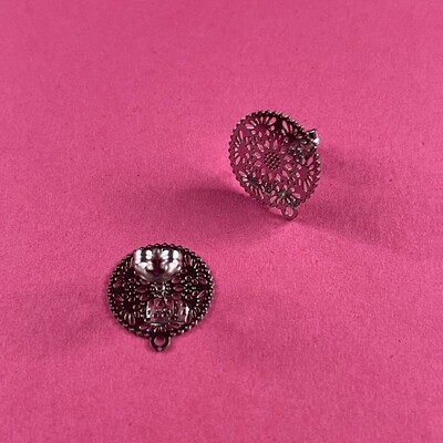 Caravana Perno Redondas Caladas Arabescos y Tapa de Acero Quirúrgico 16.5 x 15 mm