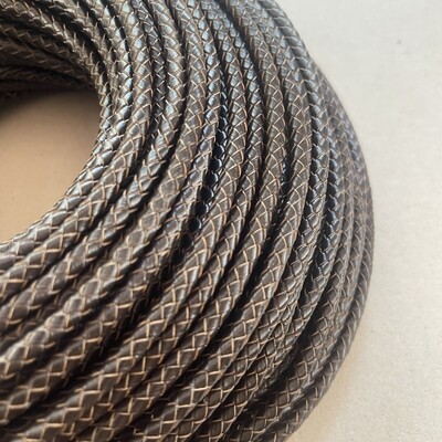 Cordón de Cuero Natural Trenzado 5 mm Marrón Chocolate