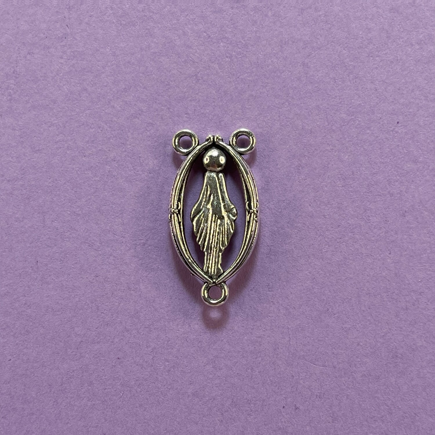 Link de Metal Plateado Oval Rosario 25 x 13 x 2 mm