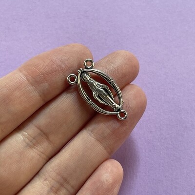Link de Metal Plateado Oval Rosario 25 x 13 x 2 mm