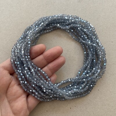 Cristal Bícono Facetado Transparente Lustre Gris Azul Bebé 4 x 4.5 mm