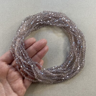 Cristal Bícono Facetado Transparente Lustre Rosa Francés 4 x 4.5 mm