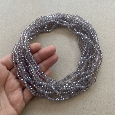 Cristal Bícono Facetado Transparente Lustre Lila 4 x 4.5 mm