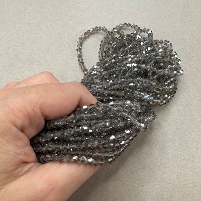 Cristal Bícono Facetado Transparente Gris Lustre 4 x 4.5 mm