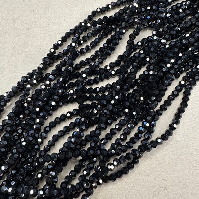 Cristal Redondo Facetado Opaco Negro 4 mm