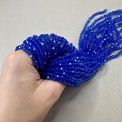 Cristal Redondo Facetado Transparente 4 mm Azul