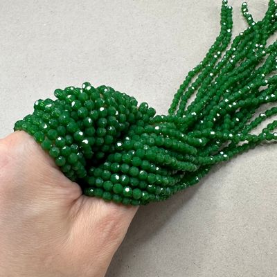 Cristal Redondo Facetado Opaco 4 mm Verde