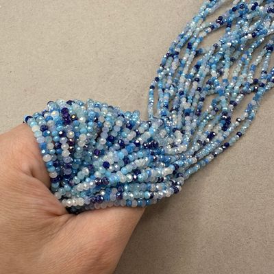 Cristal Dona Facetada Opaca Lustre 3 x 2.5 mm Mix Azules