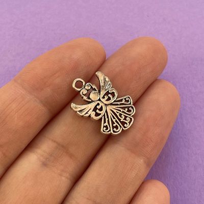 Dije de Metal Plateado Silueta Ángel 20 x 14 x 2 mm