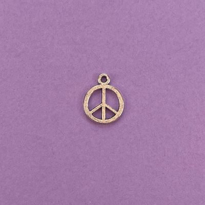 Dije de Metal Plateado Redondo Calado Símbolo Paz 15 x 12 x 1 mm