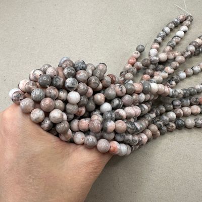 Piedra Natural Jaspe Zebra Rosa Redondo 6 y 8 mm