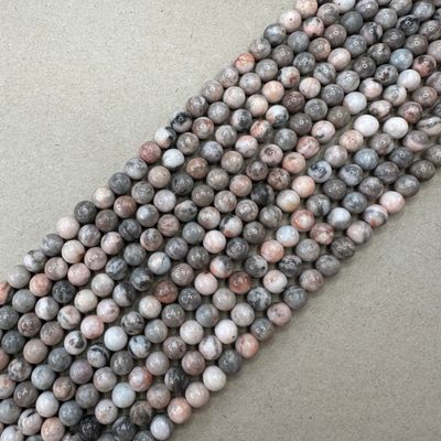 Piedra Natural Jaspe Zebra Rosa Redondo 6 y 8 mm