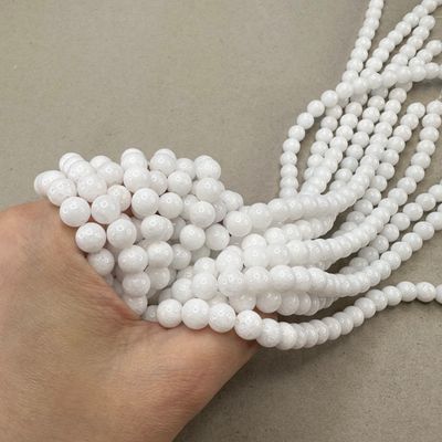 Piedra Natural Jade de Malasia Redondo 8 mm Blanco