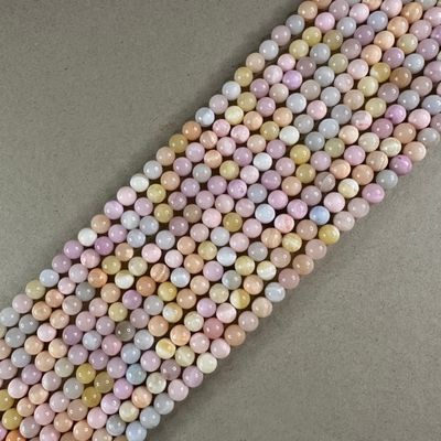 Piedra Natural Jade Verde Redondo 6 y 8 mm Mix Rosa y Amarillo Pastel
