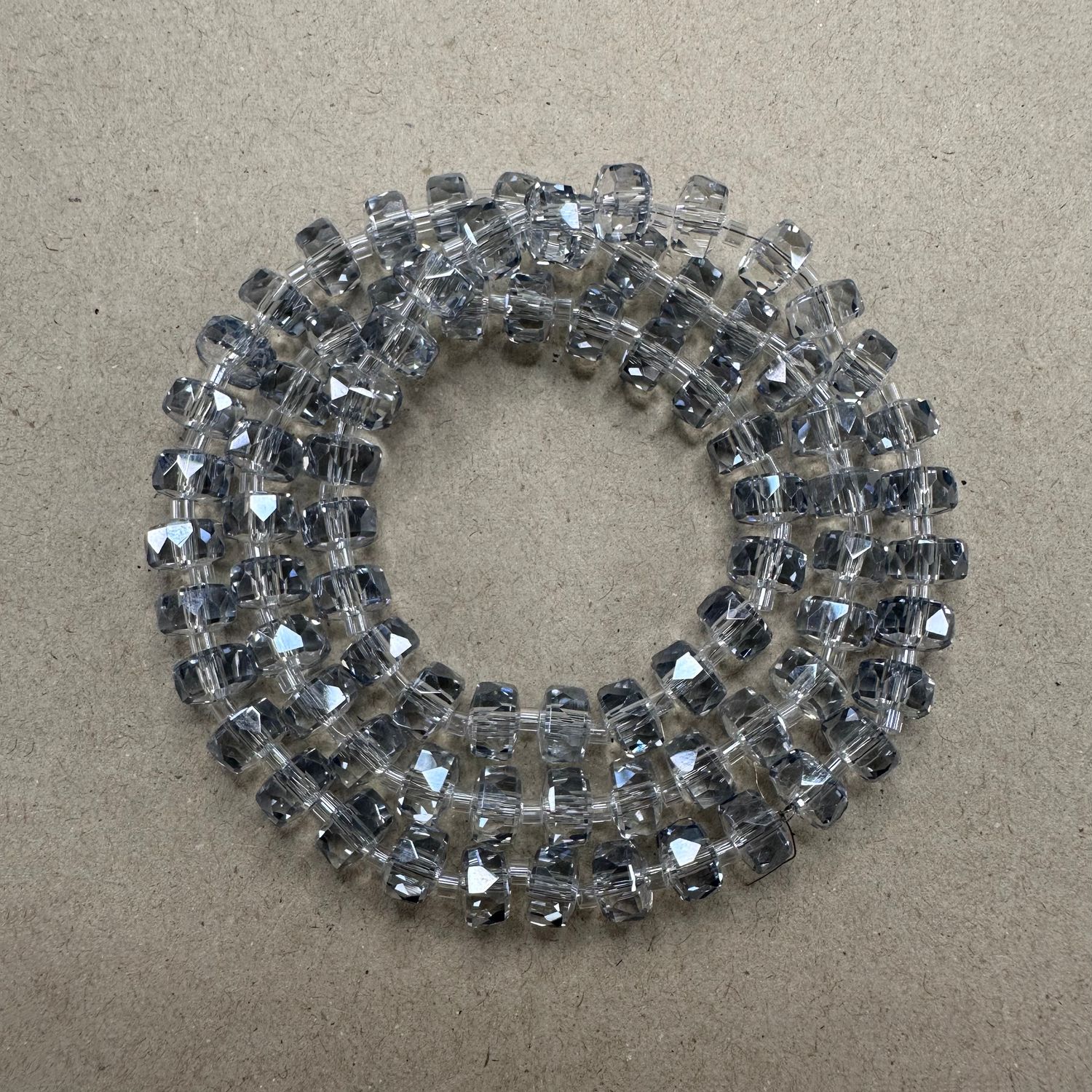 Cristal Barril Facetado Transparente Gris Hielo Lustre 8 x 5 mm / 	 VCBF08MIX
