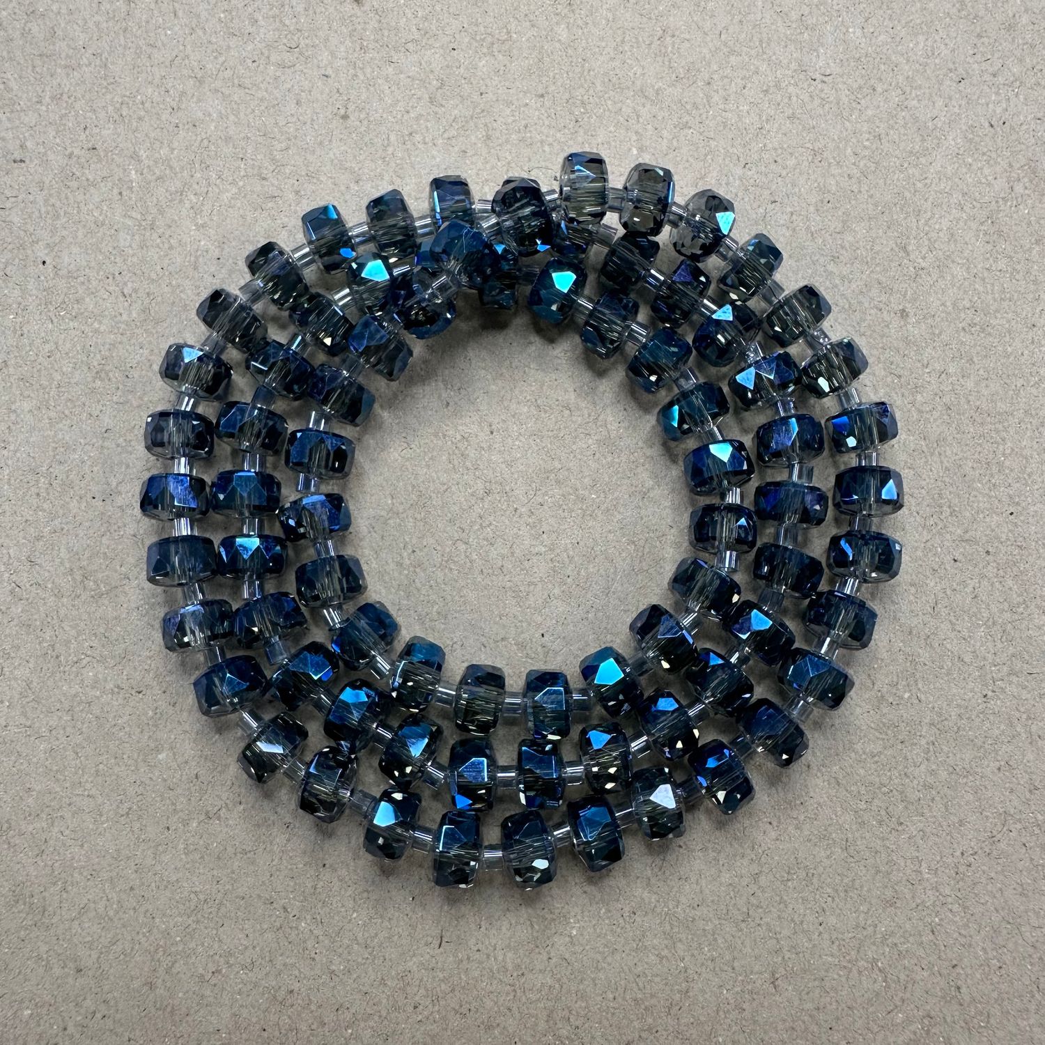 Cristal Barril Facetado Transparente Lustre Azul 8 x 5 mm / 	 VCBF08MIX