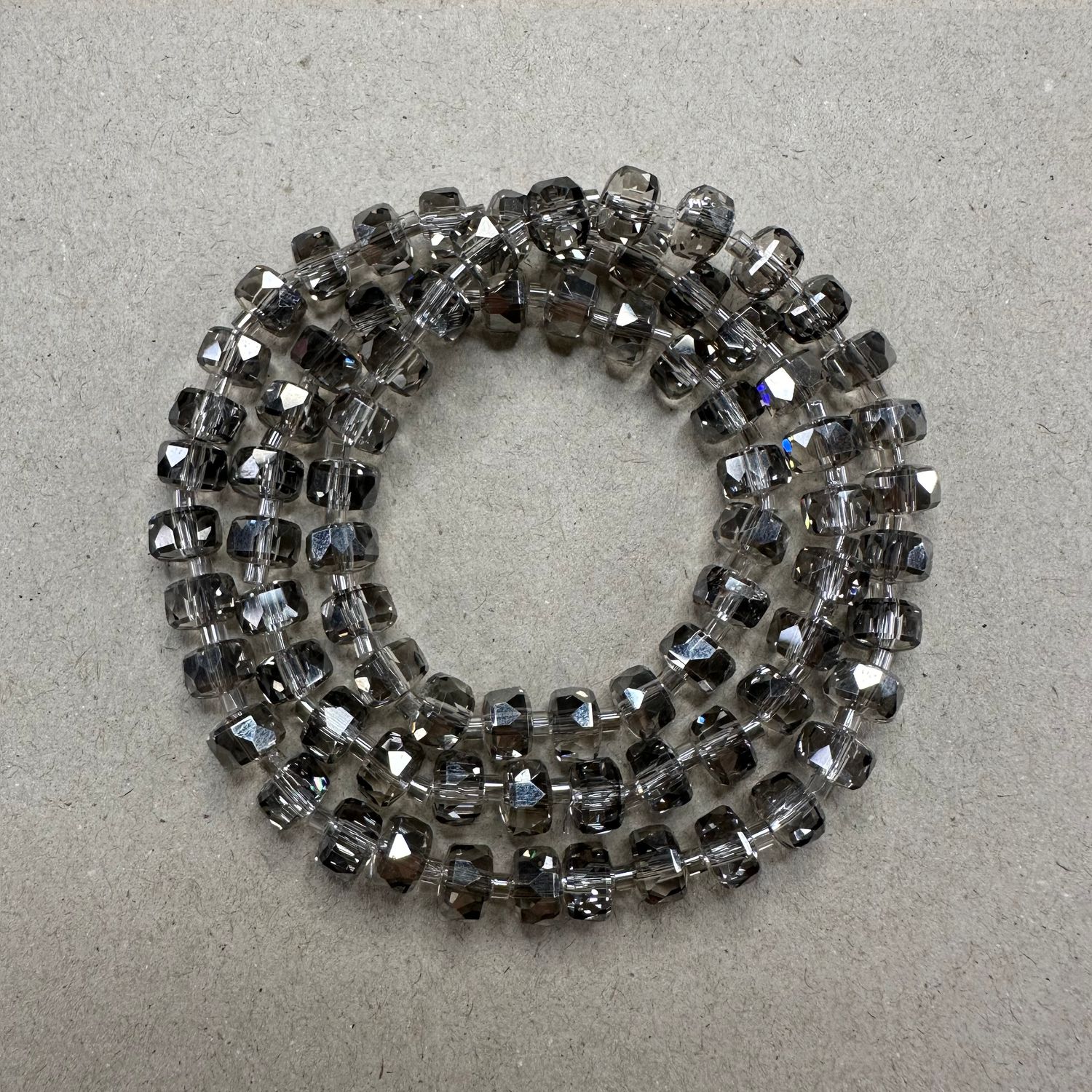 Cristal Barril Facetado Transparente Lustre Gris 8 x 5 mm / 	 VCBF08MIX