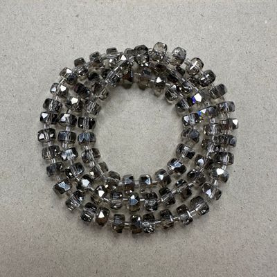 Cristal Barril Facetado Transparente Lustre Gris 8 x 5 mm / 	 VCBF08MIX