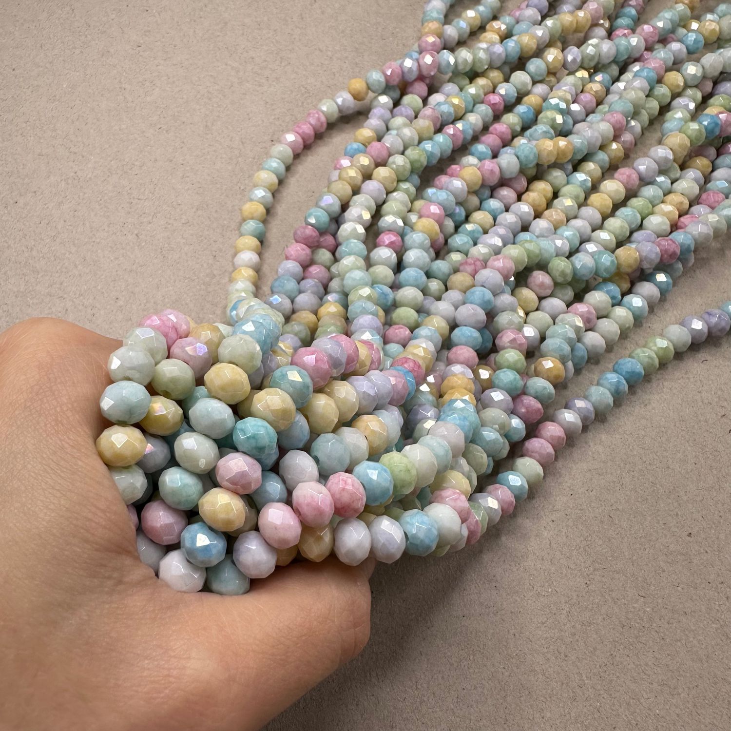 Cristal Dona Facetada Opaco Stone AB 8 x 6 mm Mix Pastel