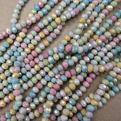 Cristal Dona Facetada Opaco Stone AB 8 x 6 mm Mix Pastel