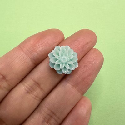 Cabuchón de Resina Flor 15 x 8 mm Verde Menta