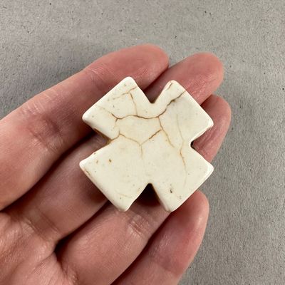 Dije / Cuenta de Piedra Sintética Turquesa Cruz 35 x 35 x 6 mm Natural