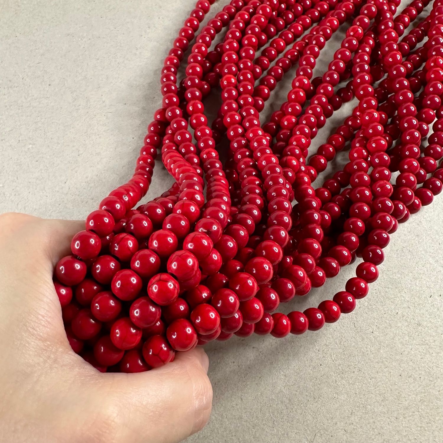 Piedra Sintética Turquesa Redonda 8 mm Roja