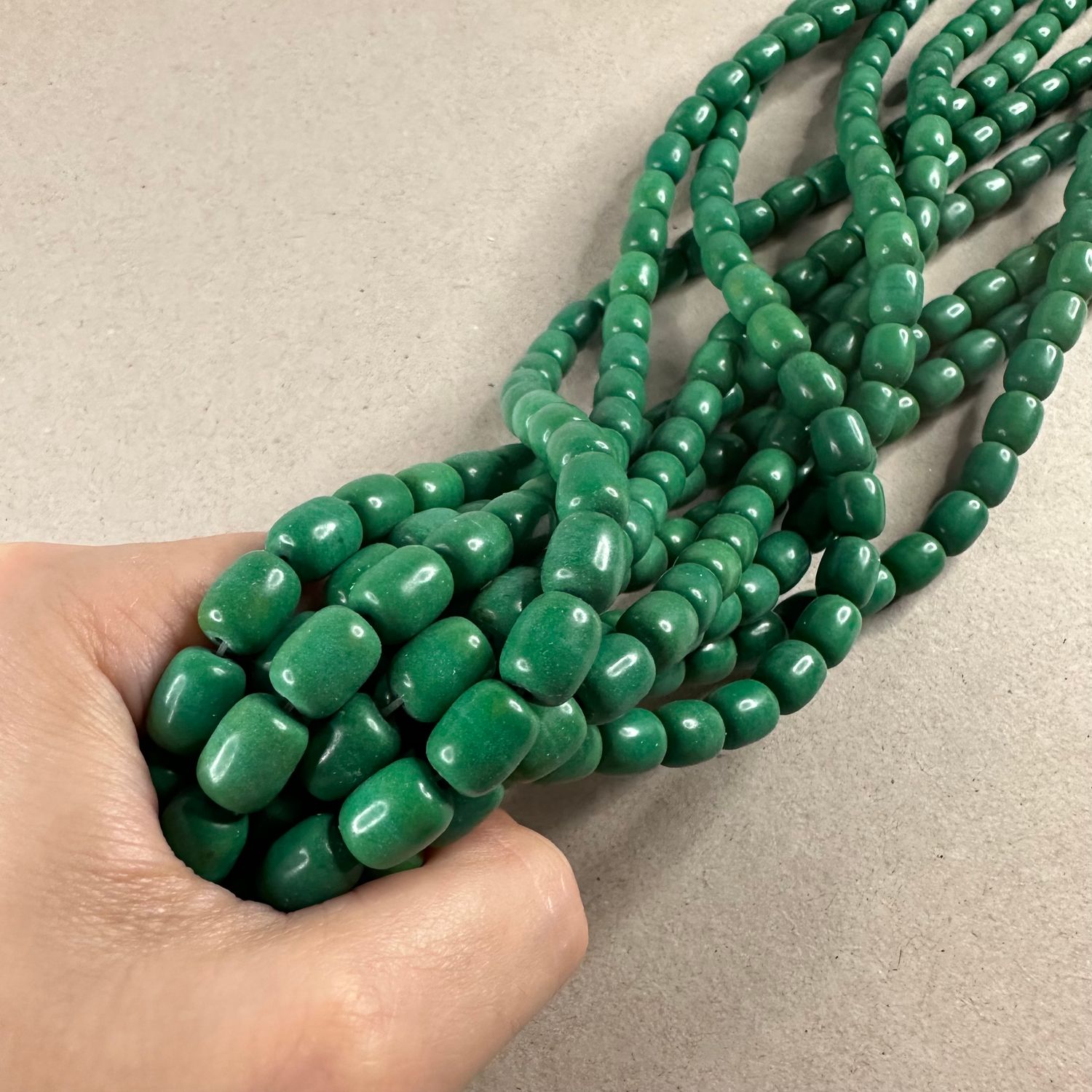 Piedra Sintética Turquesa Barril Verde 12 x 8 mm