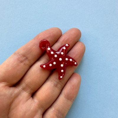 Dije de Cristal Murano Estrella Roja 36 x 30 x 8 mm