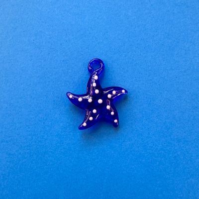 Dije de Cristal Murano Estrella Azul 36 x 30 x 8 mm