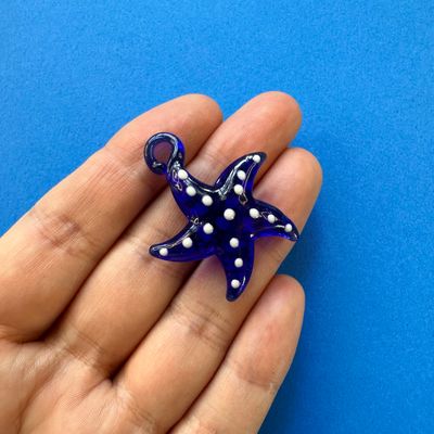 Dije de Cristal Murano Estrella Azul 36 x 30 x 8 mm