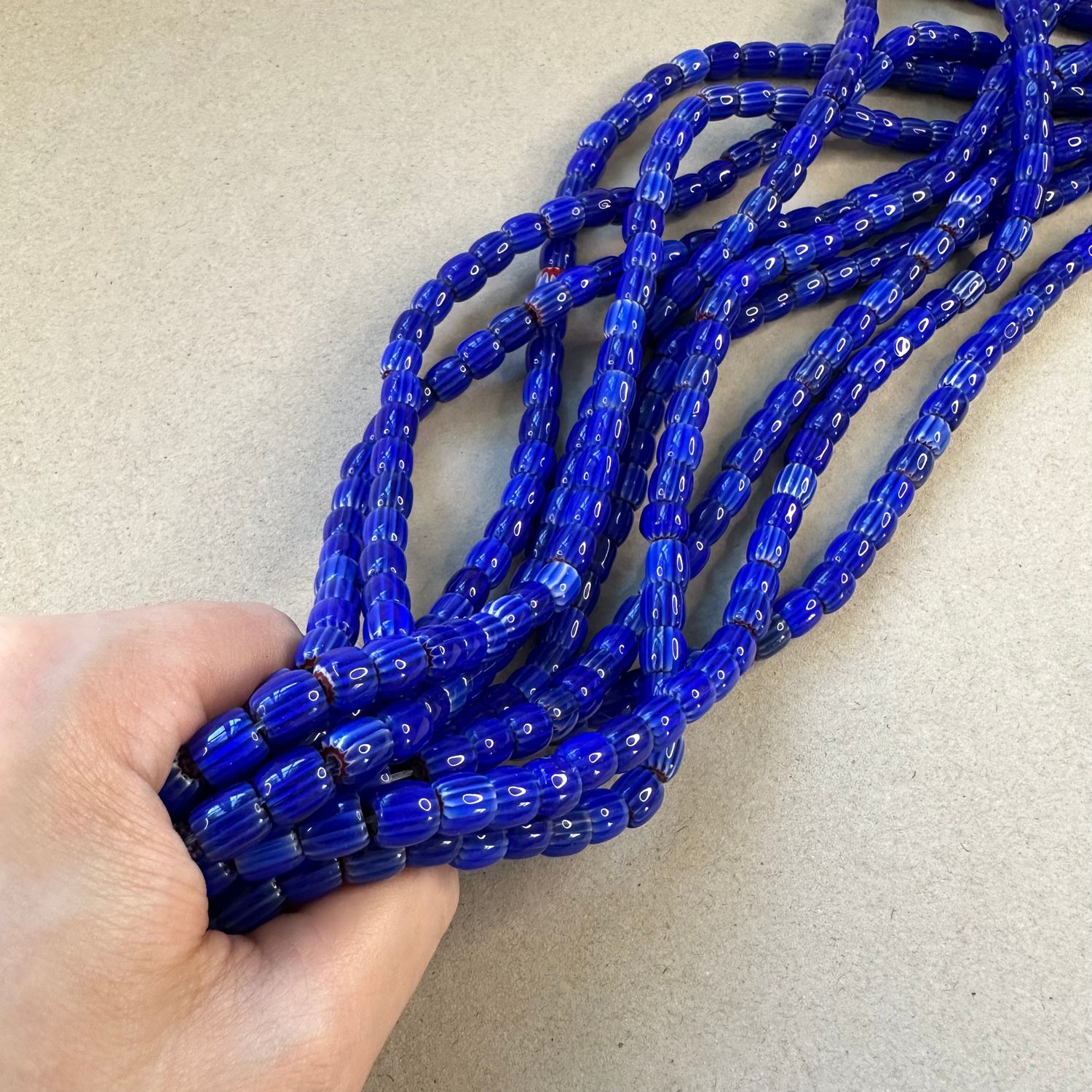 Vidrio de Murano Barril 8 x 7.5 mm Azul (VCBM08MIX)