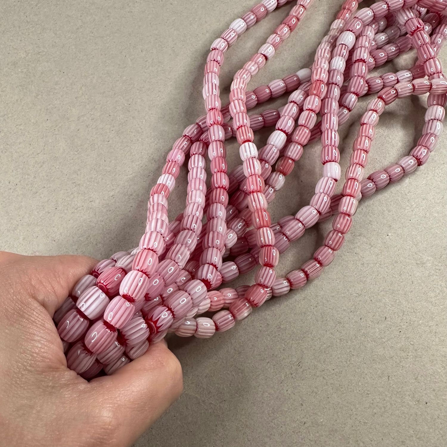 Vidrio de Murano Barril 8 x 7.5 mm Rosa (VCBM08MIX)