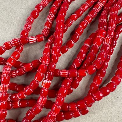 Vidrio de Murano Barril 8 x 7.5 mm Rojo (VCBM08MIX)